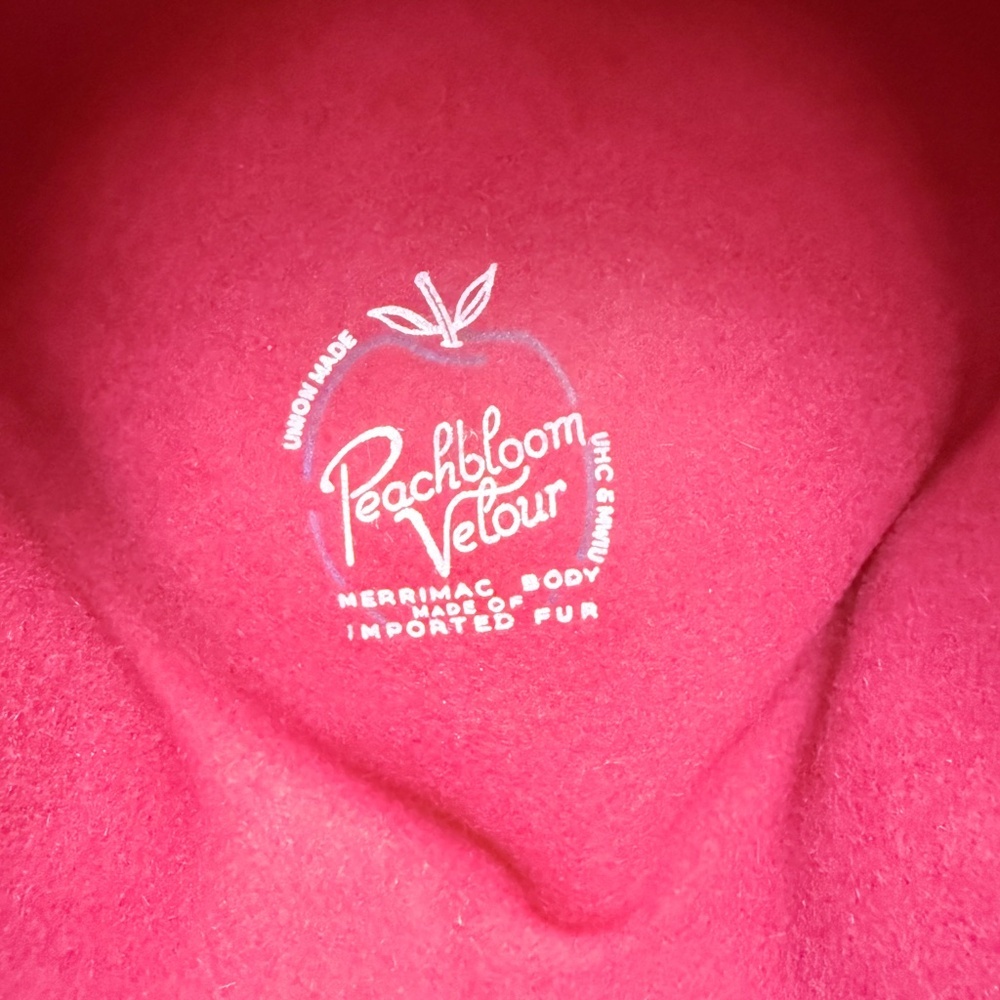 Vintage Peachbloom Velour Red Bucket Hat With Gross Grain Ribbon - Picture 3 of 9